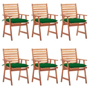 vidaXL, vidaXL Garten-Essstühle 6 Stk. mit Kissen Massivholz Akazie, vidaXL Garten-Essstühle 6 Stk. mit Kissen Massivholz Akazie