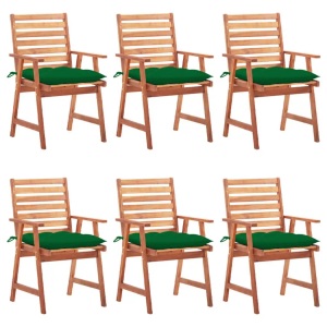 vidaXL, vidaXL Garten-Essstühle 6 Stk. mit Kissen Massivholz Akazie, vidaXL Garten-Essstühle 6 Stk. mit Kissen Massivholz Akazie
