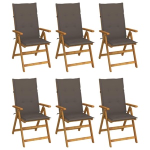 vidaXL, vidaXL Klappbare Gartenstühle 6 Stk. mit Auflagen Massivholz Akazie, vidaXL Klappbare Gartenstühle 6 Stk. mit Auflagen Massivholz Akazie