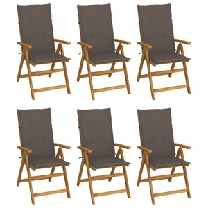 vidaXL, vidaXL Klappbare Gartenstühle 6 Stk. mit Auflagen Massivholz Akazie