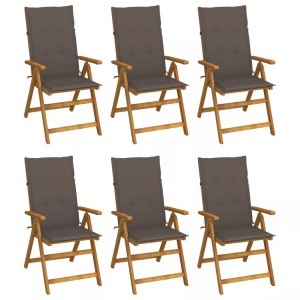 vidaXL, vidaXL Klappbare Gartenstühle 6 Stk. mit Auflagen Massivholz Akazie, vidaXL Klappbare Gartenstühle 6 Stk. mit Auflagen Massivholz Akazie