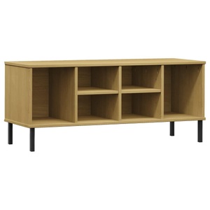 vidaXL, vidaXL Schuhregal OSLO mit Metallbeinen Braun 106x35x45 cm Massivholz
