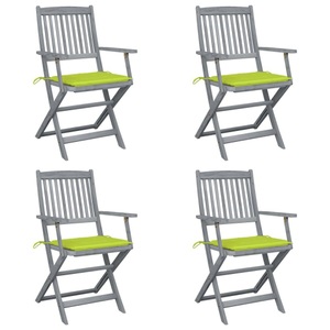 vidaXL, vidaXL Klappbare Gartenstühle 4 Stk. mit Sitzkissen Massivholz Akazie