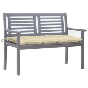 vidaXL, Gartenbank holz Gartenbank holz, vidaXL 2-Sitzer-Gartenbank mit Auflage 120 cm Grau Eukalyptusholz