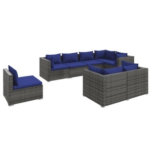 vidaXL, vidaXL 8-tlg. Garten-Lounge-Set mit Kissen Poly Rattan Grau, 