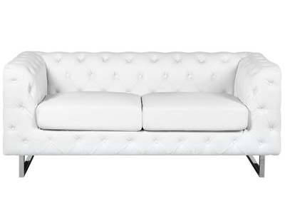 Beliani, Beliani 2-Sitzer Sofa Kunstleder weiss VISSLAND, Beliani - 2 Sitzer Sofa aus Kunstleder Glamourös VISSLAND, One Size, Weiss Bunt