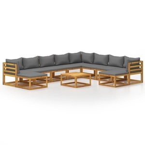 vidaXL, vidaXL 11-tlg. Garten-Lounge-Set mit Auflagen Massivholz Akazie, 