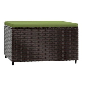 vidaXL, vidaXL Gartenhocker mit Kissen Braun Poly Rattan, vidaXL Gartenhocker mit Kissen Braun Poly Rattan