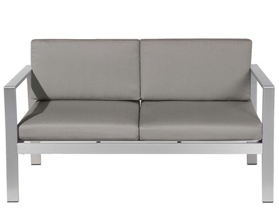 Beliani, Beliani Gartensofa Aluminium 2-Sitzer Auflagen dunkelgrau Salerno