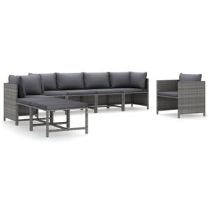 vidaXL, vidaXL 8-tlg. Garten-Lounge-Set mit Kissen Poly Rattan Grau