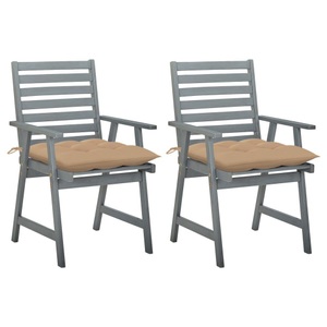 vidaXL, vidaXL Garten-Essstühle mit Kissen 2 Stk. Massivholz Akazie, vidaXL Garten-Essstühle mit Kissen 2 Stk. Massivholz Akazie
