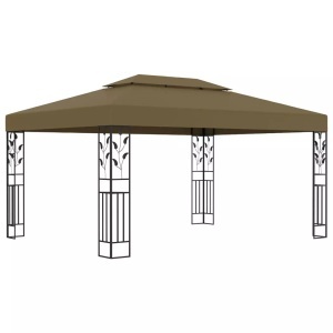 vidaXL, vidaXL Pavillon mit Doppeldach 3x4 m Taupe 180 g/m², VidaXL - Gartenpavillon gewebe, One Size, Beige