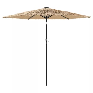 vidaXL, vidaXL Sonnenschirm mit LED und Stahlmast Braun 223x223x231 cm