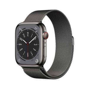 Apple, APPLE Watch Series 8 (GPS + Cellular) 45 mm - Smartwatch (Regular 140 - 220 mm, Edelstahlgeflecht, Graphite Stainless Steel/Graphite Milanese), Watch Series 8, Edelstahl, 45mm, Cellular