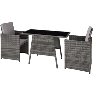 TecTake, Rattan Sitzgruppe Lausanne Rattan Sitzgruppe Lausanne, Tectake - Rattan Sitzgruppe Lausanne 2+1, 3 Stück, Grau