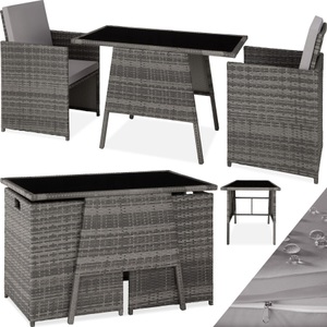 TecTake, Rattan Sitzgruppe Lausanne Rattan Sitzgruppe Lausanne, Tectake - Rattan Sitzgruppe Lausanne 2+1, 3 Stück, Grau