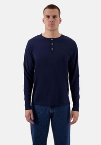 Langarmshirts Henley - Slub Herren Marine L