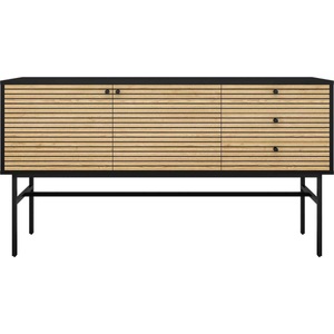 mutoni casual, Sideboard Echtholzfurnier 160x40x85 schwarz, SalesFever Sideboard, Kommode im Scandi Design