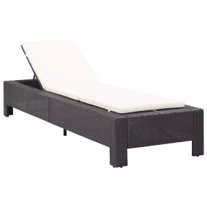 Diverse Hardware, Sonnenliege mit Auflage Schwarz Poly Rattan, vidaXL Sonnenliege mit Auflage Schwarz Poly Rattan