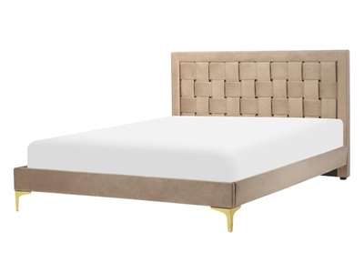 Beliani, Bett mit Lattenrost aus Samtstoff Modern LIMOUX Bett mit Lattenrost aus Samtstoff Modern LIMOUX