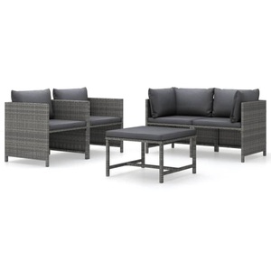 vidaXL, vidaXL 5-tlg. Garten-Lounge-Set mit Kissen Poly Rattan Grau