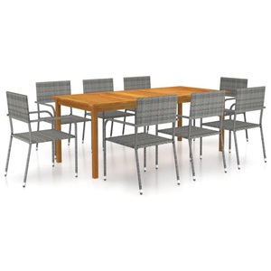 vidaXL, vidaXL 9-tlg. Garten-Essgruppe Grau, VidaXL - Garten-essgruppe akazienholz, One Size, Grau