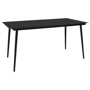 vidaXL, vidaXL Garten-Esstisch Schwarz 190x90x74 cm Stahl und Glas