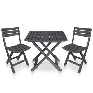 Diverse Hardware, 3-tlg. Bistro-Set Klappbar Kunststoff Anthrazit