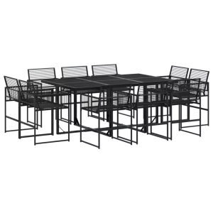 vidaXL, vidaXL 11-tlg. Garten-Essgruppe Schwarz Poly Rattan