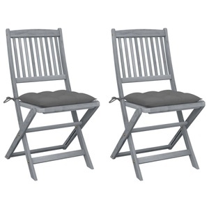 vidaXL, vidaXL Klappbare Gartenstühle 2 Stk. mit Kissen Massivholz Akazie, vidaXL Klappbare Gartenstühle 2 Stk. mit Kissen Massivholz Akazie