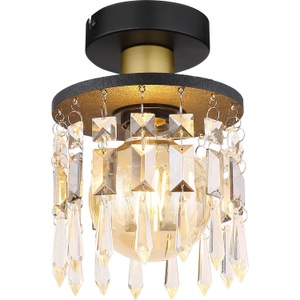 mutoni light, Deckenleuchte Comma Messing matt matt 1xE27, Globo DECKENLEUCHTE 15/22 cm , 15533D , Schwarz, Messingfarben , Holz, Metall, Glas , 22 cm , matt , mit Behang , 004558442902