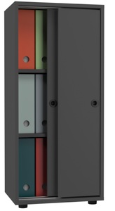 Büroschrank Bücher Ordner Aktenschrank Büromöbel Schrank Ulas 3-fach Schiebetüren Unisex Anthrazit ONE SIZE