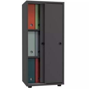 VCM, Büroschrank Bücher Ordner Aktenschrank Büromöbel Schrank Ulas 3-fach Schiebetüren Unisex Anthrazit ONE SIZE