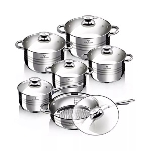 Berlinger Haus, Berlinger Haus - 12-teiliges Topfset Gourmet Line - Silber, Blaumann, Küchenbedarf, Blaumann 12-teiliges Topfset Edelstahl Gourmet Line Shiny, Produkte & Wohnen