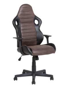Beliani, Beliani Bürostuhl schwarz/braun höhenverstellbar SUPREME, Beliani - Bürostuhl aus Kunstleder Klassisch SUPREME, One Size, Schwarz