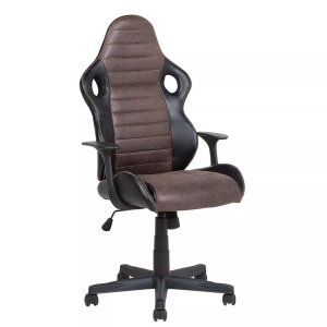 Beliani, Beliani Bürostuhl schwarz/braun höhenverstellbar SUPREME, Beliani - Bürostuhl aus Kunstleder Klassisch SUPREME, One Size, Schwarz