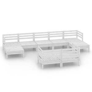 vidaXL, vidaXL 9-tlg. Garten-Lounge-Set Weiß Massivholz Kiefer, 