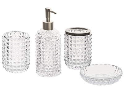 Beliani, Beliani Badezimmer Set 4-teilig Glas transparent TAPIA, Beliani - Badaccessoires Set 4-teilig aus Glas Modern TAPIA, One Size, Transparent