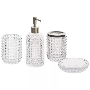 Beliani, Beliani Badezimmer Set 4-teilig Glas transparent TAPIA, Beliani - Badaccessoires Set 4-teilig aus Glas Modern TAPIA, One Size, Transparent