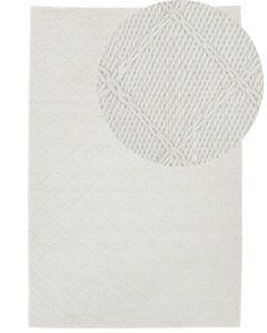 Beliani, Beliani Dekorativer Wollteppich 140 x 200 cm weiss ELLEK, Beliani - Teppich aus Wolle Skandinavisch ELLEK, 200 cm, Schneeweiss