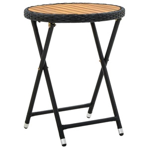 vidaXL, vidaXL Beistelltisch Schwarz 60 cm Poly Rattan und Massivholz Akazie