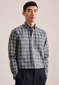 Seidensticker, Flanellhemd Regular Fit Langarm Karo Herren Grün 47, seidensticker Flanellhemd »Regular« Regular 1/1 Button-Down-Kragen Karo