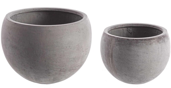 mutoni Garten Deluxe, Vase Cement Kugel Grau (2er-Set), Vase Cement Kugel Grau (2er-Set)