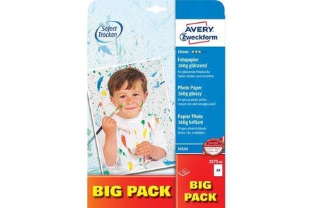 ZWECKFORM, Zweckform 2573-60 Classic Inkjet A4 160G -, Avery Zweckform InkJet Fotopapier, A4, 160g, glossy, weiss, 2573-60, (60 Blatt)