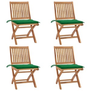 vidaXL, vidaXL Klappbare Gartenstühle mit Kissen 4 Stk. Massivholz Teak