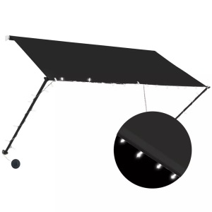 Diverse Hardware, Einziehbare Markise mit LED 250 x 150 cm Anthrazit, vidaXL Einziehbare Markise mit LED 250×150 cm Anthrazit