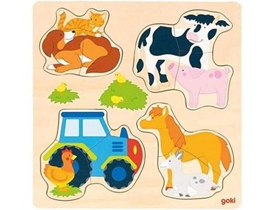 Gollnest & Kiesel KG, Goki 57430 - Einlegepuzzle, Bauernhoftiere, Holz, Puzzle,, Einlegepuzzle BAUERNHOFTIERE in bunt