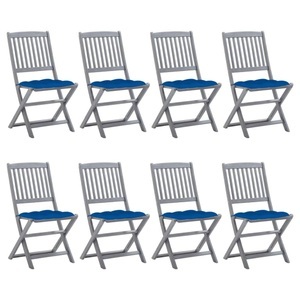 vidaXL, vidaXL Klappbare Gartenstühle 8 Stk. mit Kissen Massivholz Akazie