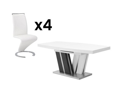 Vente-unique, Sparset Esstisch Noami + 4 Stühle Twizy Unisex Anthrazit ONE SIZE, 