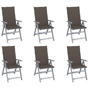 vidaXL, vidaXL Verstellbare Gartenstühle 6 Stk. mit Auflagen Massivholz Akazie, 